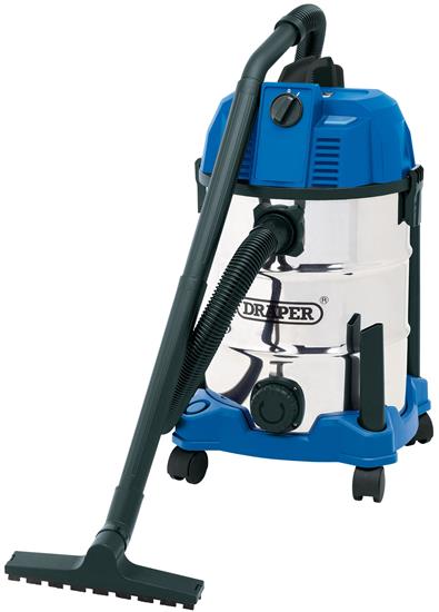 Draper 20523 (WDV30SSB) - 30L Wet and Dry Vacuum Cleaner with Stainless Steel Tank �W)