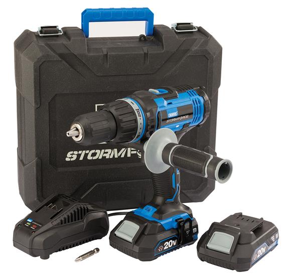 Draper 89523 ʌHD20SF) - Storm Force® 20V Cordless Hammer Drill with Two Li-ion Batteries