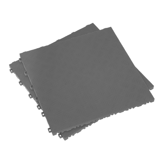 Sealey FT3G - Polypropylene Floor Tile 400 x 400mm - Grey Treadplate - Pack of 9