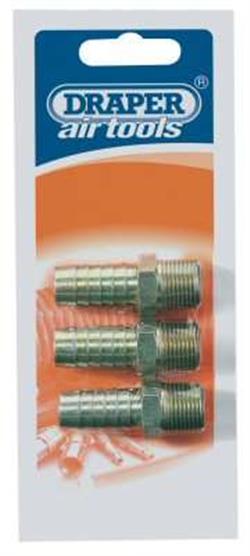 Draper 25863 � Packed) - 3/8" Taper 1/2" Bore Pcl Male Screw Tailpieces Pack Of 3