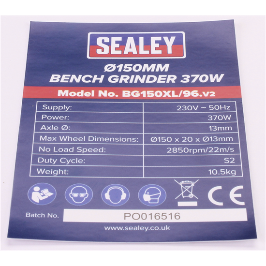 Sealey BG150XL96V225 - Label