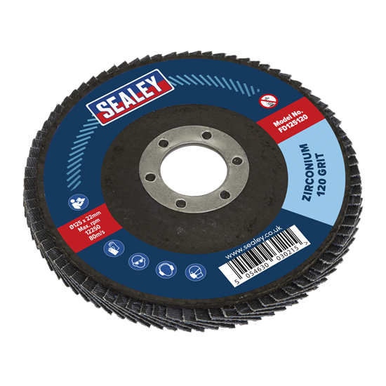 Sealey FD125120 - Flap Disc Zirconium Ø125mm Ø22mm Bore 120Grit