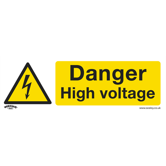 Sealey SS48V1 - Warning Safety Sign - Danger High Voltage - Self-Adhesive Vinyl