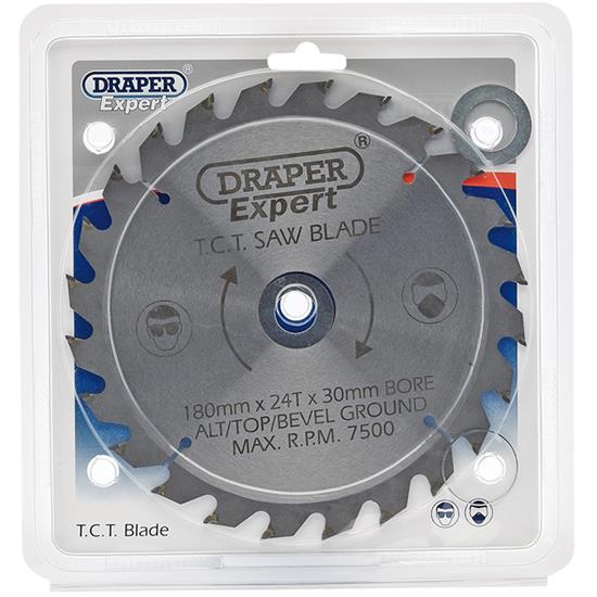 Draper 09468 ʌSB180P) - Expert TCT Saw Blade, 180 x 30mm, 24T