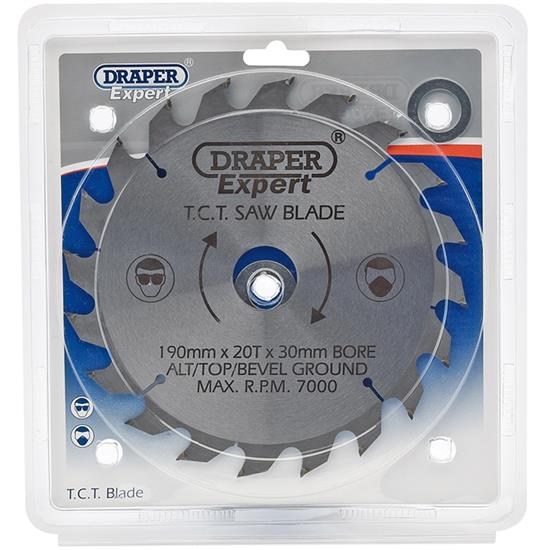 Draper 09474 ʌSB190P) - Expert TCT Saw Blade, 190 x 30mm, 20T