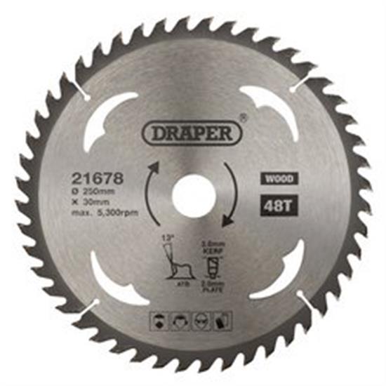 Draper 21678 (SBW11) - TCT CIRCULAR SAW BLADE FOR WOOD, 250 X 30MM, 48T