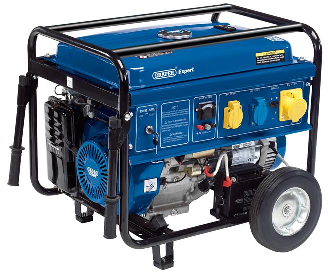 Draper 23987 (PG58W) - Petrol Generator with Wheels, 5000W