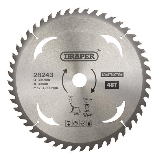 Draper 28243 (SBC9) - TCT Construction Circular Saw Blade, 305 x 30mm, 48T