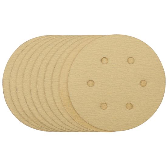Draper 64025 (SDHALG150) - Gold Sanding Discs with Hook & Loop, 150mm, 120 Grit (Pack of 10)