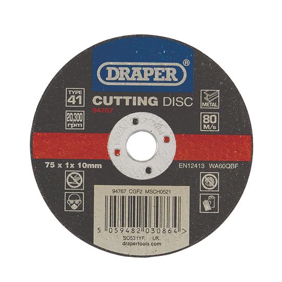 Draper 94767 ʌGF2) - Metal Cutting Disc, 75 x 1 x 10mm