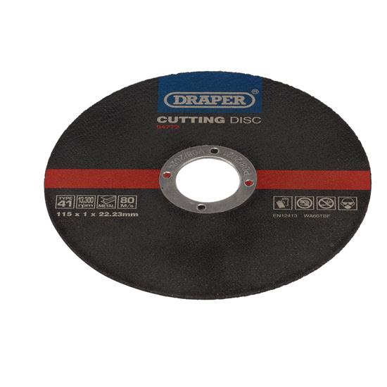 Draper 94772 ʌGF7) - Metal Cutting Discs, 115 x 1 x 22.23mm (Pack of 100)