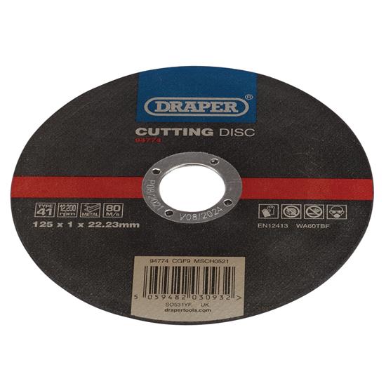 Draper 94774 ʌGF9) - Metal Cutting Disc, 125 x 1 x 22.23mm
