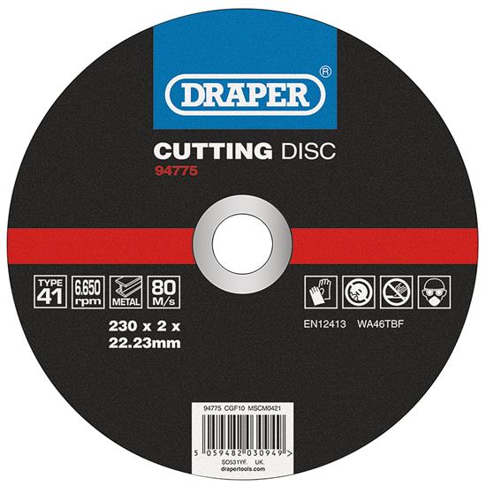 Draper 94775 ʌGF10) - Metal Cutting Disc, 230 x 2 x 22.23mm