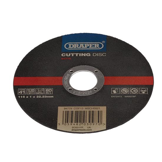 Draper 94779 ʌGF13) - Stainless-Steel/Inox Metal Cutting Disc, 115 x 1 x 22.23mm