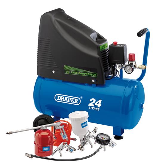 Draper 90126 �/19/K) - 230V Oil Free Compressor and Air Tool Kit