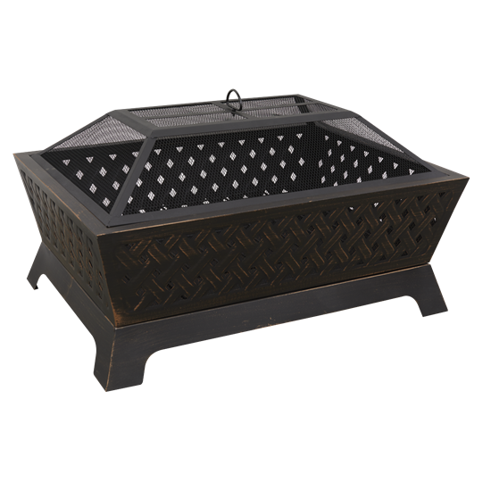 Dellonda DG44 - Dellonda 35" Rectangular Outdoor Fire Pit, Antique Bronze Effect