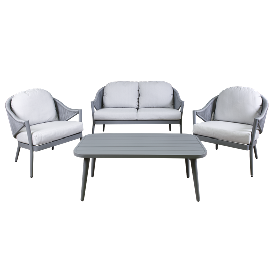 Dellonda DG59 - Dellonda Echo 4 Piece Aluminium Outdoor Garden Sofa Arm Chair & Coffee Table Set