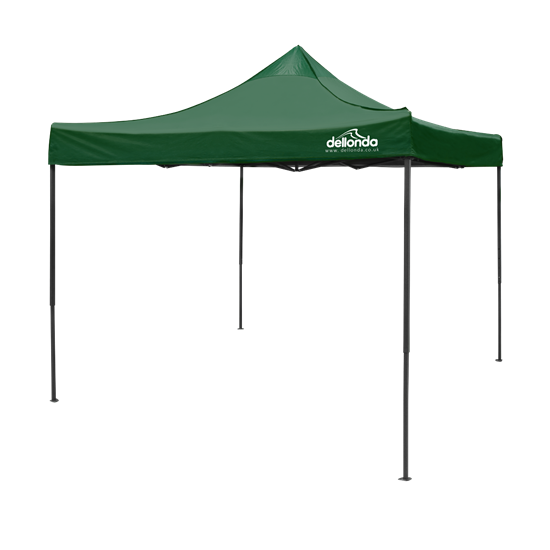 Dellonda DG132 - Dellonda Premium 3 x 3m Pop-Up Gazebo, PVC Coated, Water Resistant Fabric, Supplied with Carry Bag, Rope, Stakes & Weight Bags - Dark Green Canopy