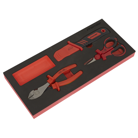 Sealey TBTE09 - Insulated Cutting Set 3pc with Tool Tray - VDE Approved