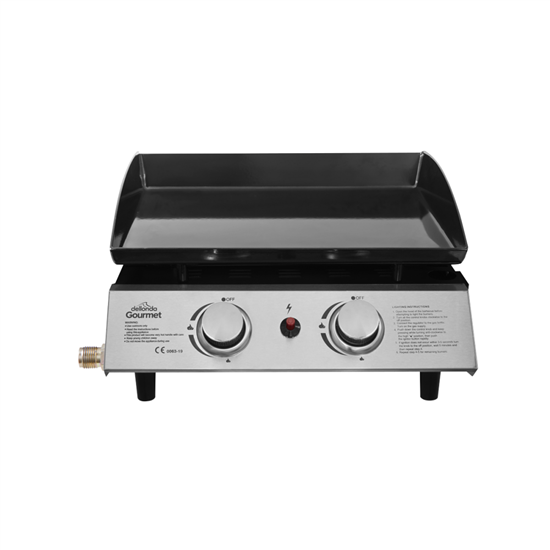 Dellonda DG21 - Dellonda 2 Burner Portable Gas Plancha 5kW BBQ Griddle, Stainless Steel - DG21