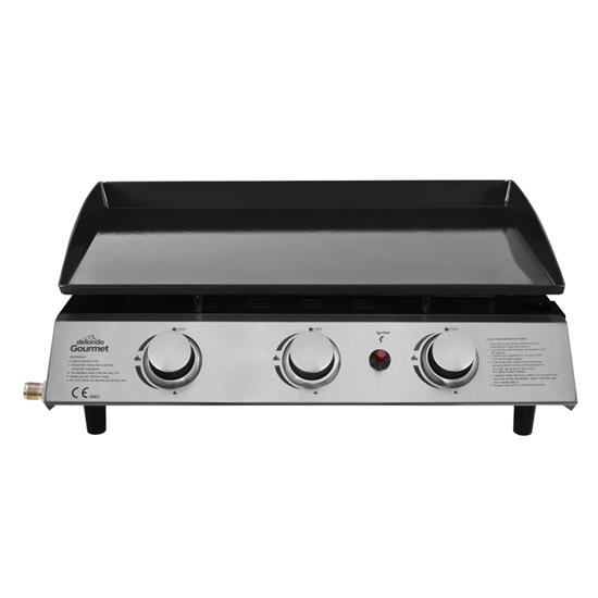 Dellonda DG22 - Dellonda 3 Burner Portable Gas Plancha 7.5kW BBQ Griddle, Stainless Steel - DG22