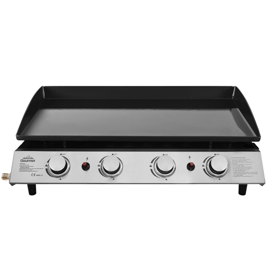 Dellonda DG23 - Dellonda 4 Burner Portable Gas Plancha 10kW BBQ Griddle, Stainless Steel - DG23