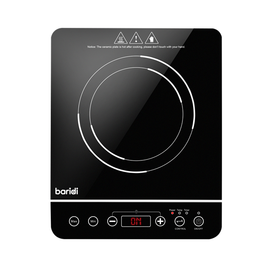 Baridi DH145 - Baridi Induction Hob: Single Zone with 13A Plug, 10 Power Settings 200W-2000W, Touch Controls, 3-Hour Timer Function, Child Lock, Black