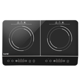 Baridi DH146 - Baridi Portable Induction Hob: Two Zone Cooktop with 13A Plug, 2800W, 10 Power Settings, Touch Controls, 3-Hour Timer Function, Child Safety Lock, Black