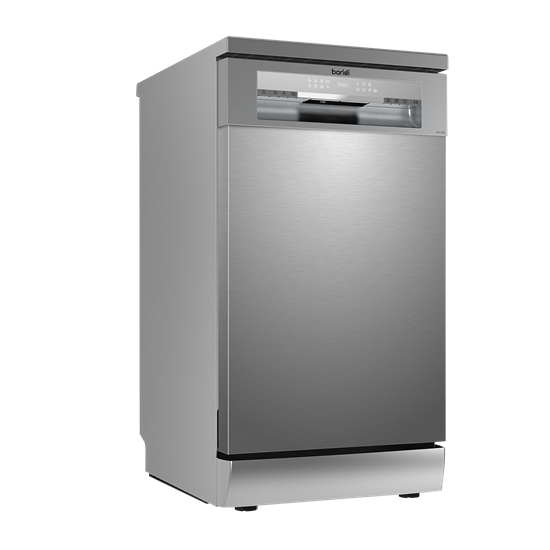 Baridi DH166 - Baridi Slimline Freestanding Dishwasher, 45cm Wide with 10 Place Settings, 8 Programs & 5 Functions, LED Display, Silver