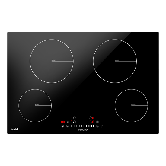 Baridi DH179 - Baridi 77cm Built-In Induction Hob with 4 Cooking Zones, 7200W, Boost Function, 9 Power Levels, Touch Control & Timer, Hardwired