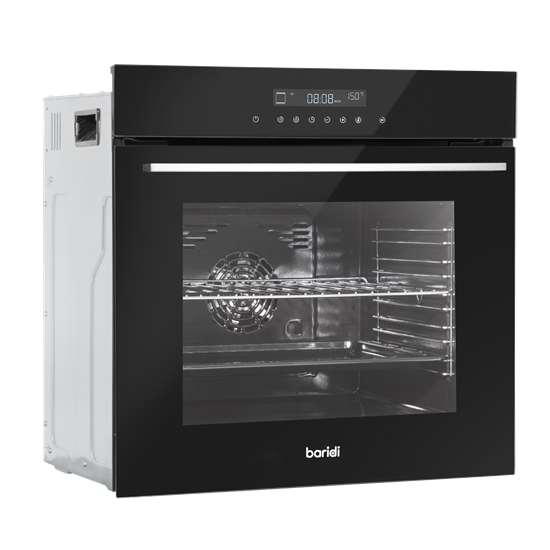 Baridi DH199 - Baridi 60cm Built-In Fan Assisted, Single, Integrated 10 Function Electric Oven, Touchscreen Controls, 72L Capacity, Black