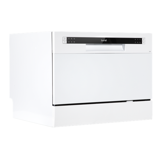 Baridi DH83 - Baridi Compact Tabletop Dishwasher 6 Place Settings, 6 Programmes, Low Noise, 6.5L Cycle, Start Delay - White