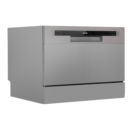 Baridi DH84 - Baridi Compact Tabletop Dishwasher 6 Place Settings, 6 Programmes, Low Noise, 6.5L Cycle, Start Delay - Silver