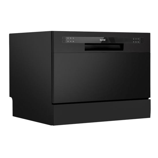 Baridi DH85 - Baridi Compact Tabletop Dishwasher 6 Place Settings, 6 Programmes, Low Noise, 6.5L Cycle, Start Delay - Black