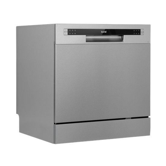 Baridi DH87 - Baridi Compact Tabletop Dishwasher 8 Place Settings, 6 Programmes, Low Noise, 8L Cycle, Start Delay - Silver