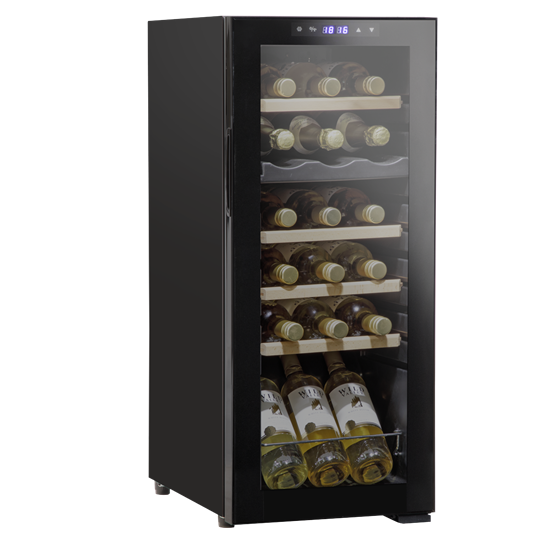 Baridi DH89 - Baridi 18 Bottle Dual Zone Wine Cooler, Fridge with Digital Touch Screen Controls, Wooden Shelves & LED Light, Black