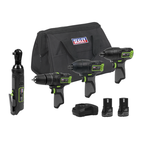 Sealey CP108VCOMBO2EU - 4 x 10.8V SV10.8 Series Cordless Combo Kit - 2 Batteries & Euro Plug