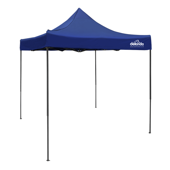 Dellonda DG127 - Dellonda Premium 2x2m Pop-Up Gazebo, Heavy Duty, PVC Coated, Water Resistant Fabric, Supplied with Carry Bag, Rope, Stakes & Weight Bags - Blue Canopy