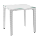 Dellonda DG208 - Dining Table Weather Resistant, Glass Top 80x80cm White