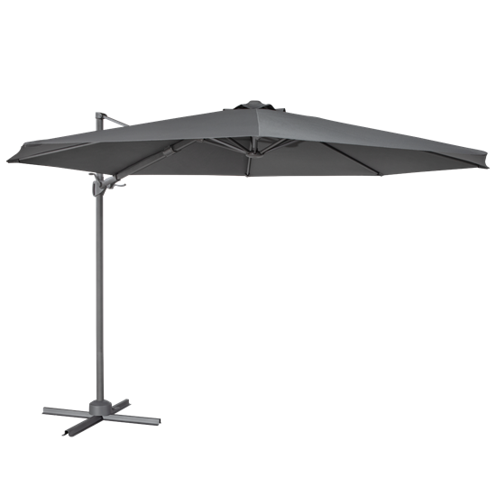 Dellonda DG267 - Dellonda Ø3m Garden/Patio Cantilever Parasol/Umbrella with Crank Handle, Tilt, 360° Rotation and Cover, Grey