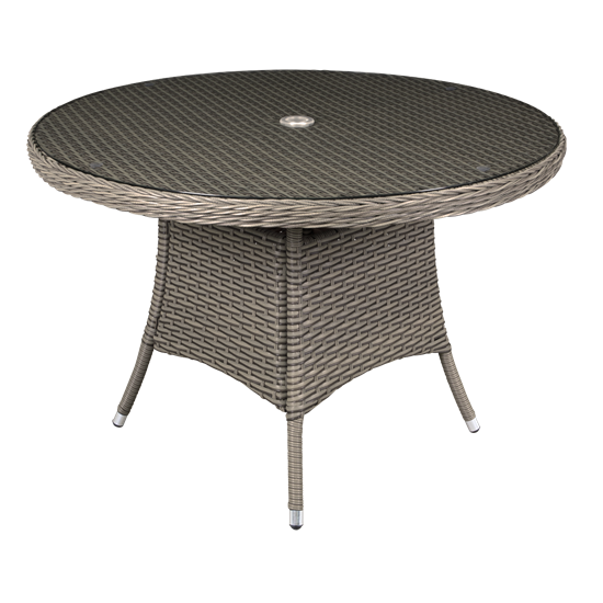 Dellonda DG66 - Dellonda Chester Rattan Wicker Outdoor Dining Table with Tempered Glass Top, Brown