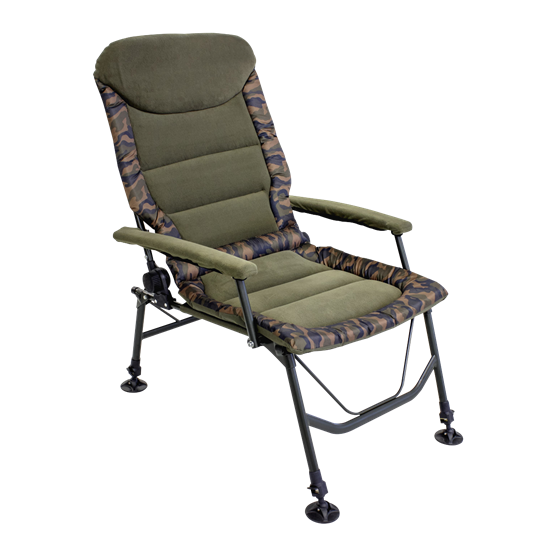 Dellonda DL73 - Dellonda Deluxe Portable Fishing/Camping Chair, Reclining, Padded Armrests and Back, Adjustable Height, Rotating Feet for Multiple Terrain, Foldable