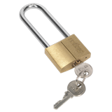 Siegen S0989 - Brass Body Padlock with Brass Cylinder Long Shackle 40mm