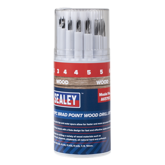 Sealey AK5703 - Brad Point Wood Drill Bit Set 11pc