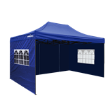 Dellonda DG169 - Dellonda Premium 3x4.5m Pop-Up Gazebo & Side Walls, PVC Coated, Water Resistant Fabric with Carry Bag, Rope, Stakes & Weight Bags - Blue