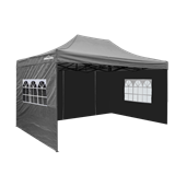 Dellonda DG171 - Dellonda Premium 3x4.5m Pop-Up Gazebo & Side Walls, PVC Coated, Water Resistant Fabric with Carry Bag, Rope, Stakes & Weight Bags - Grey