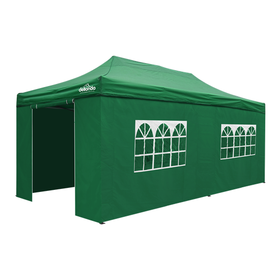 Dellonda DG174 - Dellonda Premium 3x6m Pop-Up Gazebo & Side Walls, PVC Coated, Water Resistant Fabric with Carry Bag, Rope, Stakes & Weight Bags - Green