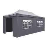 Dellonda DG175 - Dellonda Premium 3x6m Pop-Up Gazebo & Side Walls, PVC Coated, Water Resistant Fabric with Carry Bag, Rope, Stakes & Weight Bags - Grey