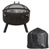 Dellonda DG242 - Dellonda Deluxe 24" Fire Pit, Fireplace, Outdoor Patio Heater, Decoration Rings, Supplied with Cooking Grill, Safety Screen, Poker & Cover
