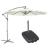 Dellonda DG271 - Dellonda Ø3m Banana Parasol/Umbrella, Cover and Base Bundle, 8 Rib, Crank Handle, Cream Canopy